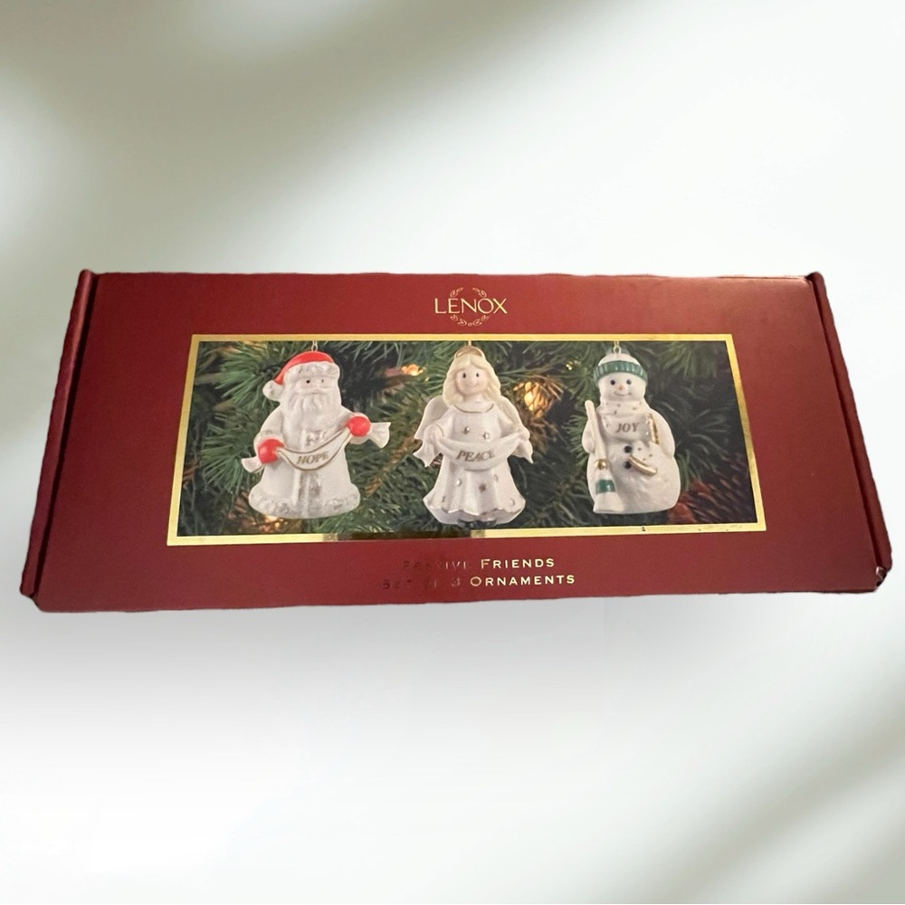 EUC~ Vintage Lenox Festive Friends Set of 3
Ornaments Hope Peace Joy
